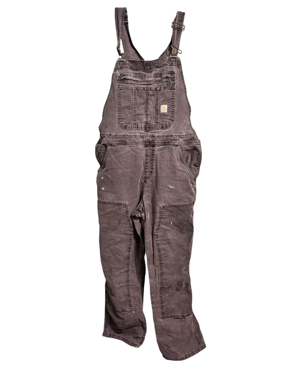 Carhartt Women’s Thrashed Distressed Bib Overalls L 12/14 Paint Splatter Utility